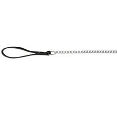 Поводок-цепь для собак Trixie, металл, с кожаной ручкой, 110 см