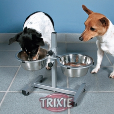 Стойка с 2-мя мисками для собак Trixie, регулируемая, 1,8 л