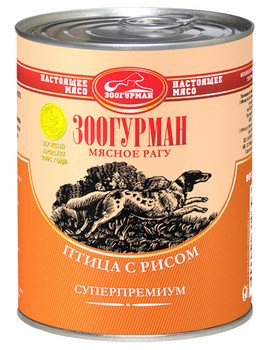 Консервы для взрослых собак Зоогурман мясное рагу из птицы и риса 350 гр