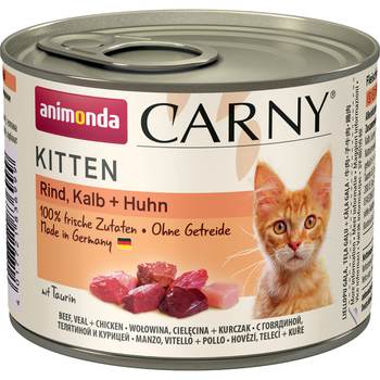 Консервированный корм для котят Animonda Carny Kitten с говядиной, телятиной и курицей 200 гр, 400 гр