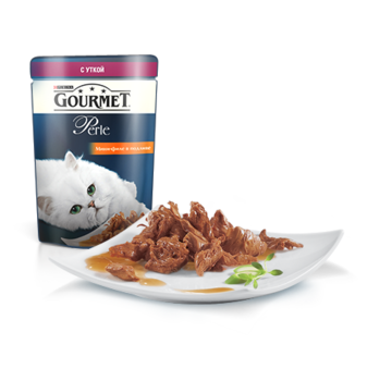Консервированный корм для взрослых кошек Gourmet Perle с мини-филе с уткой 85 г 24 шт