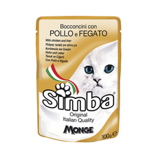 Консервированный корм для взрослых кошек Simba с цыпленком и печенью 100 г