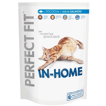 Сухой корм для взрослых домашних кошек Perfect Fit in home с лососем 190 г 750 гр, 1,2 кг