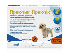 Капли от блох и клещей для собак мелких пород от 2 до 4,5 кг Prac-tic