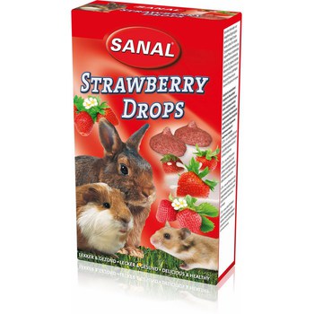 Лакомство для грызунов  Sanal Strawberry Drops Клубничные дропсы 14шт/уп, 45г