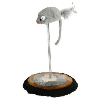 Игрушка для кошек Trixie мышь на пружине, на подставке, 15 см, 20 см, плюш