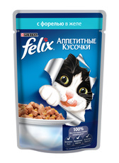 Консервированный корм для взрослых кошек Felix с форелью в желе 85 г 24 шт