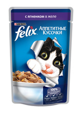 Консервированный корм для взрослых кошек Felix с ягнёнком в желе 85 г 24 шт