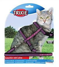 Шлейка для кошек Trixie, вельвет с вышивкой
