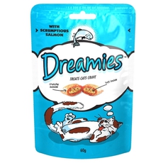 Лакомство для кошек Dreamies подушечки с лососем, 60 г