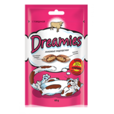 Лакомство для кошек Dreamies подушечки с говядиной, 60 г