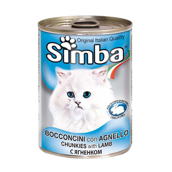 Консервированный корм для взрослых кошек Simba кусочки с ягненком 415 г