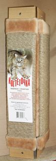 Когтеточка для кошек пеньковая, с пропиткой угловая, 60 х 10 см, бежевая