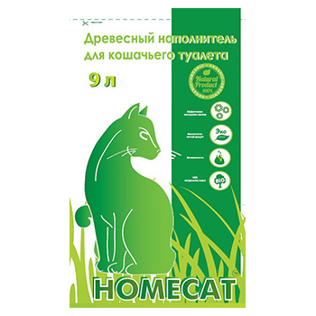Наполнитель для кошачьего туалета Homecat древесный 9 л, 20 кг