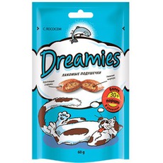 Лакомство для кошек Dreamies подушечки с лососем, 30 г