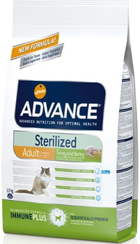 Сухой корм для стерилизованных кошек Advance Cat Sterilized со вкусом индейки 400 гр, 1,5 кг, 3 кг, 15 кг