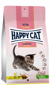 Сухой корм для котят Happy Cat Kitten Домашняя птица 1,3 кг, 4 кг