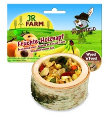 Лакомство для грызунов Jr Farm Чаша деревянная с фруктами, 120 г
