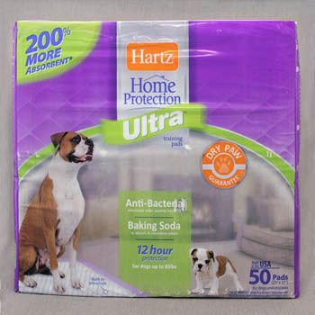 Пеленки для туалета для щенков Hartz Ultratraining Pads Maximum Protection For Dogs And Puppies, впитывающие, 56х56 см, 50 шт