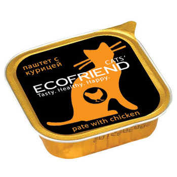 Консервированный корм для взрослых кошек Ecofrend паштет с курицей 100 г