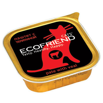 Консервированный корм для взрослых кошек Ecofrend паштет с телятиной 100 г