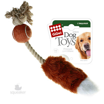 Игрушка для собаки GIGwi мяч с лисьим хвостом и пищалкой, 40 см