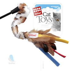Игрушка для кошек Gigwi дразнилка на стеке, с перьями, 62 см