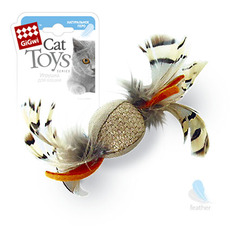 Игрушка для кошек Gigwi мячик с перьями, 10 см