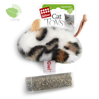 Игрушка для кошек Gigwi мышь с пластиковым контейнером кошачей мяты, 10 см