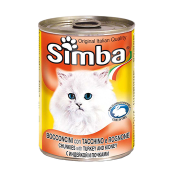 Консервированный корм для взрослых кошек Simba кусочки с индейкой и почками 415 г
