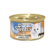 Консервированный корм для взрослых кошек Simba с цыпленком и индейкой 85 г