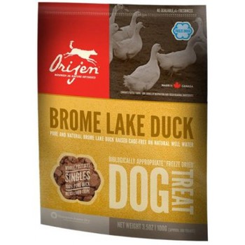 Сублимированное лакомство для собак Orijen Brome Lake Duck на 100% состоят из мяса выращенной на воле канадской утки 42,5 гр, 92 гр
