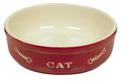 Миска для кошек Ipts Cat 13,5 см, керамика, красная, с рисунком
