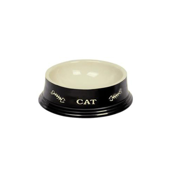 Миска для кошек Nobby Cat 14 x 4,8 см, керамика, черная, с рисунком