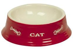 Миска для кошек Nobby Cat 14 x 4,8 см, керамика, красная, с рисунком