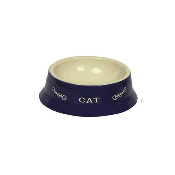 Миска для кошек Nobby Cat 14 x 4,8 см, керамика, синяя, с рисунком