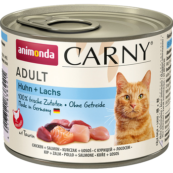 Консервированный корм для взрослых кошек Animonda Carny Adult Cat - Chicken + Salmon с курицей и лососем 200 гр, 400 гр