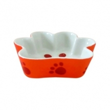 Миска для собак и кошек Fauna International, керамика, оранжевая, 14 х 12,3 см