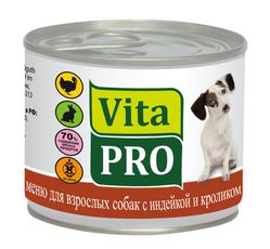 Консервы для взрослых собак от 1г Vitapro с индейкой и кроликом 200 г