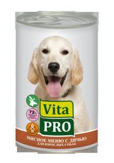 Консервы для взрослых собак от 1г Vitapro с дичью 400 г
