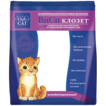 Наполнитель для кошачьего туалета Wc Closet  антибактериальный, силикагелевый, 16 л