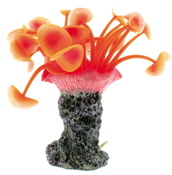 Мягкий коралл в аквариум Dezzie 20x20x19 см, резина, пластик, оранжевый