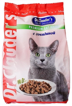 Cухой корм для взрослых кошек Dr. Clauders  с говядиной 400 гр, 15 кг