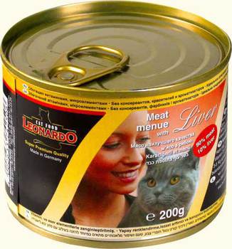 Консервированный корм для взрослых кошек Leonardo с мясом наилучшего качества 200 г 24 шт