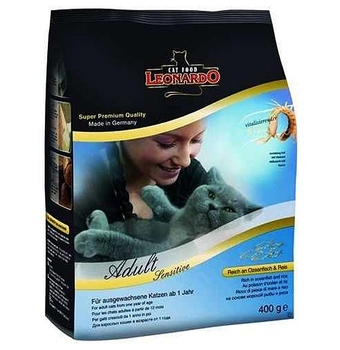 Сухой корм для взрослых кошек Leonardo Cat Food Adult Sensitive Oceanfish с океанической рыбой 400 гр, 2 кг, 7,5 кг, 15 кг