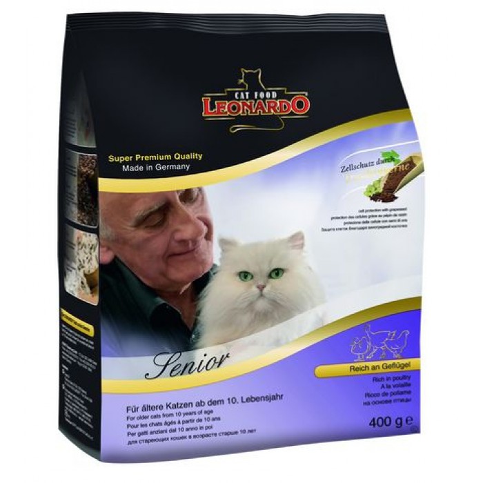 Сухой корм для пожилых кошек Leonardo Cat Food Senior 400 гр, 2 кг, 7,5 кг  купить в Москве, цена, отзывы | интернет-магазин Доберман