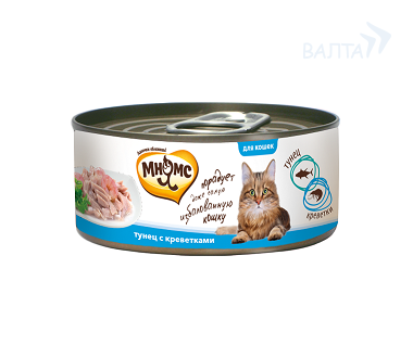 Консервированный корм для взрослых кошек Мнямс с тунцом и креветками в нежном желе 70 г