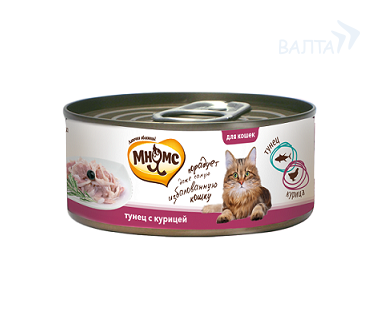 Консервированный корм для взрослых кошек Мнямс с тунцом и курицей в нежном желе 70 г