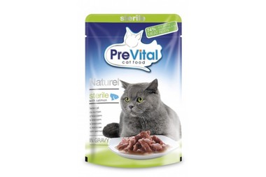 Консервированный корм Prevital Naturel для стерилизованных кошек, с лососем в соусе, 85 г