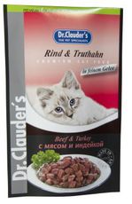 Консервированный корм для взрослых кошек Dr. Cluaders с мясом и индейкой 100 г 20 шт